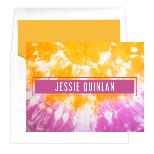 Orange and Purple Tie-Dye Folded Note Cards